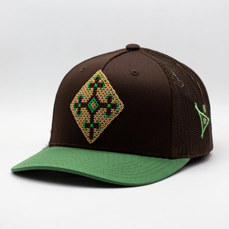 GORRA CURVA MALLA CAFÉ / VERDE | OJO DE DIOS - Huari MX